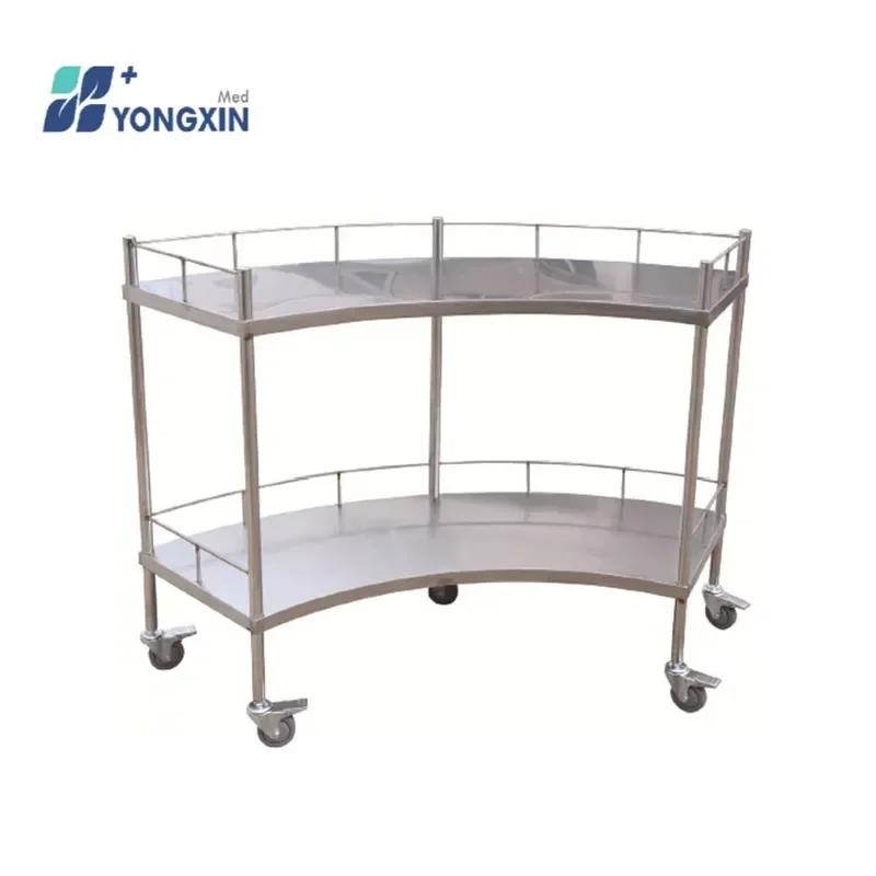 Stainless Steel 2 Layer Medical Emergency Trolley with Wheels Cheap Sector Cart for Hospital Clinic Equipment Best Selling