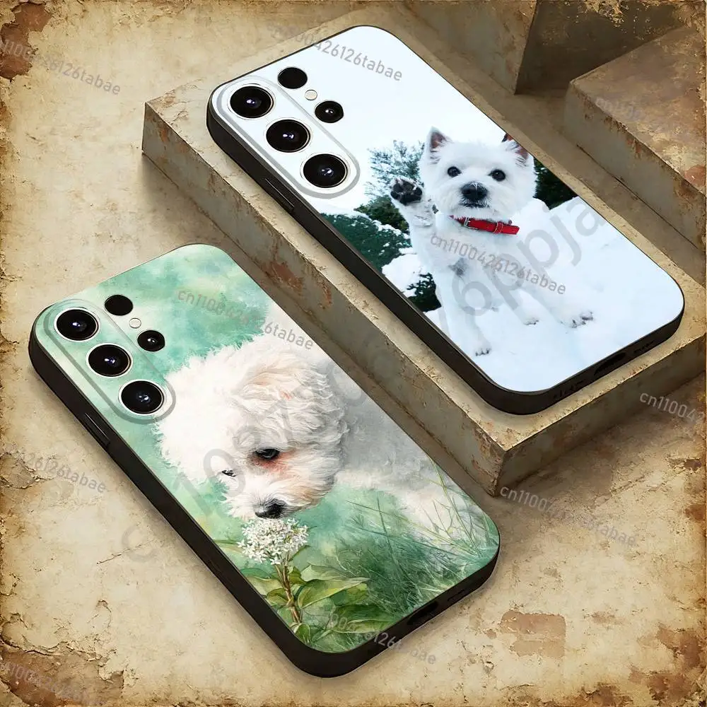 Cute West White Phone case For Samsung Galaxy A53,51,72,73,31,30,42 Soft Silicone Black Cover
