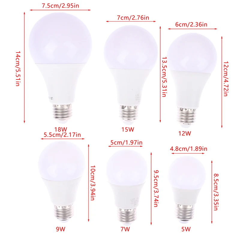 หลอดไฟ LED ที่เทียบเท่ากับ E27 5W 7W 9W 12W 15W 18W สปอตไลท์ไฟ LED เย็น/อบอุ่นสีขาวพร้อมฐานหลอดไฟประหยัดพลังงานในครัวเรือน!