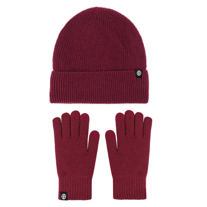 Hat Scarf And Glove Set For Women Winter Warm Soft Knitted Pompom Beanie Female Casual Solid Cashmere Scarf Suit Outdoor Skullis