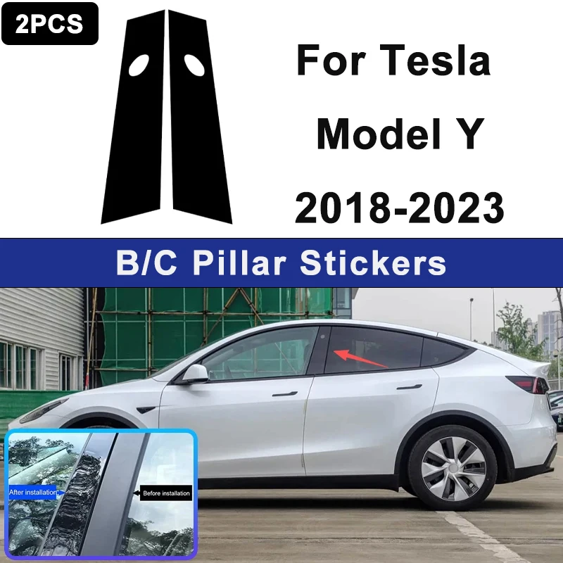 

For Tesla Model Y 2018-2023 Window B C Pillar Post Cover Trim Stickers Door Column Decorative Exterior Accessories
