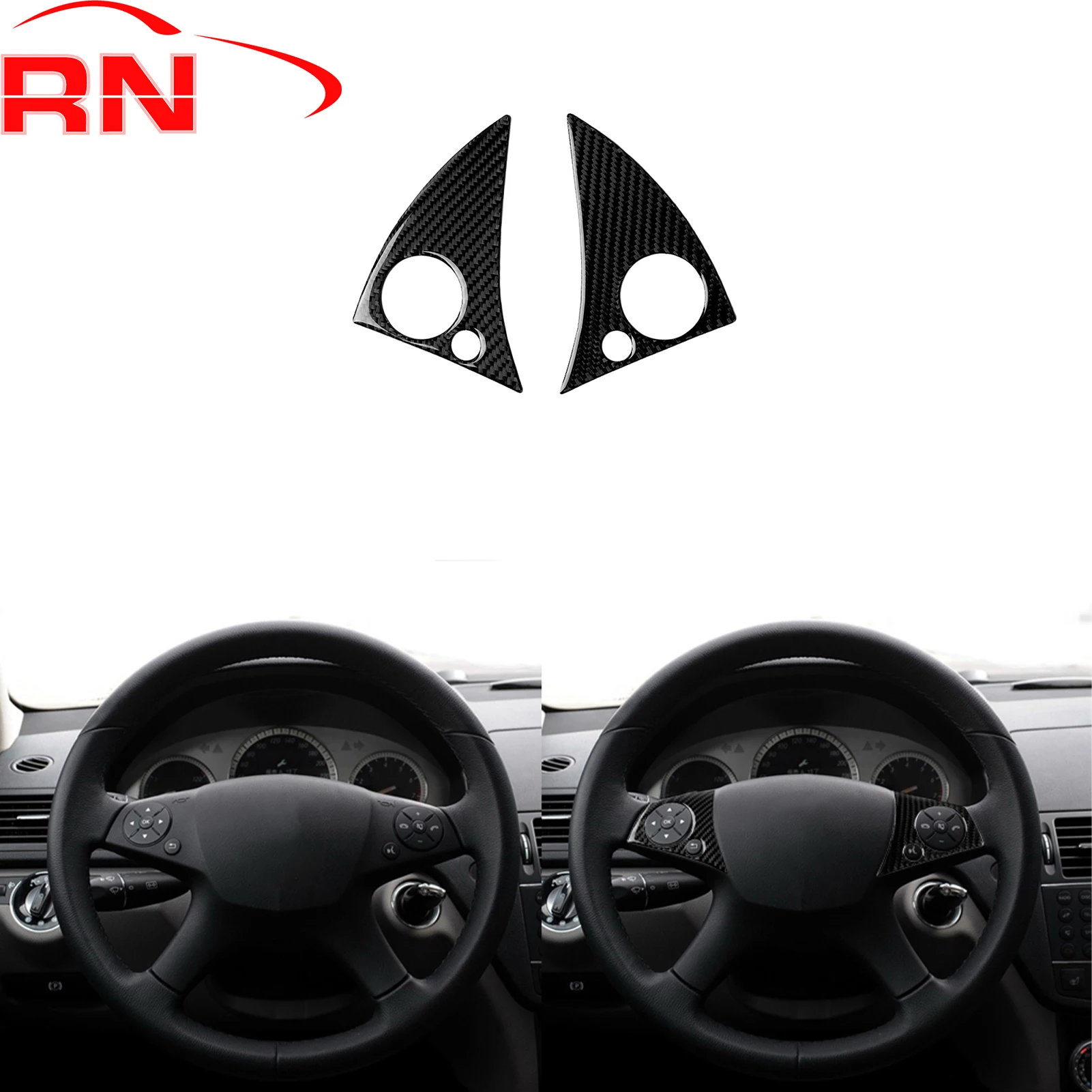 

Для Mercedes-Benz C-Class W204 2007-2013 модифицированные кнопки на руль из углеродного волокна, аксессуары для интерьера, черная наклейка на фортепиано