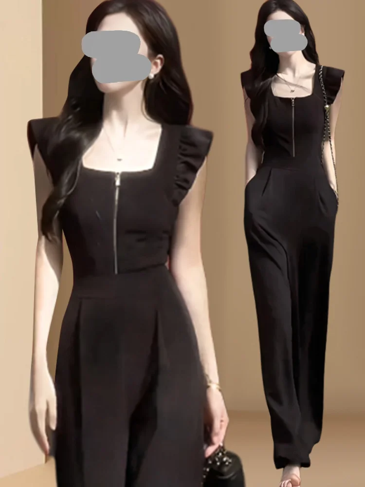 

Женский летний комбинезон с высокой талией и широкими штанинами из тонкой ткани, цельный, для повседневной носки