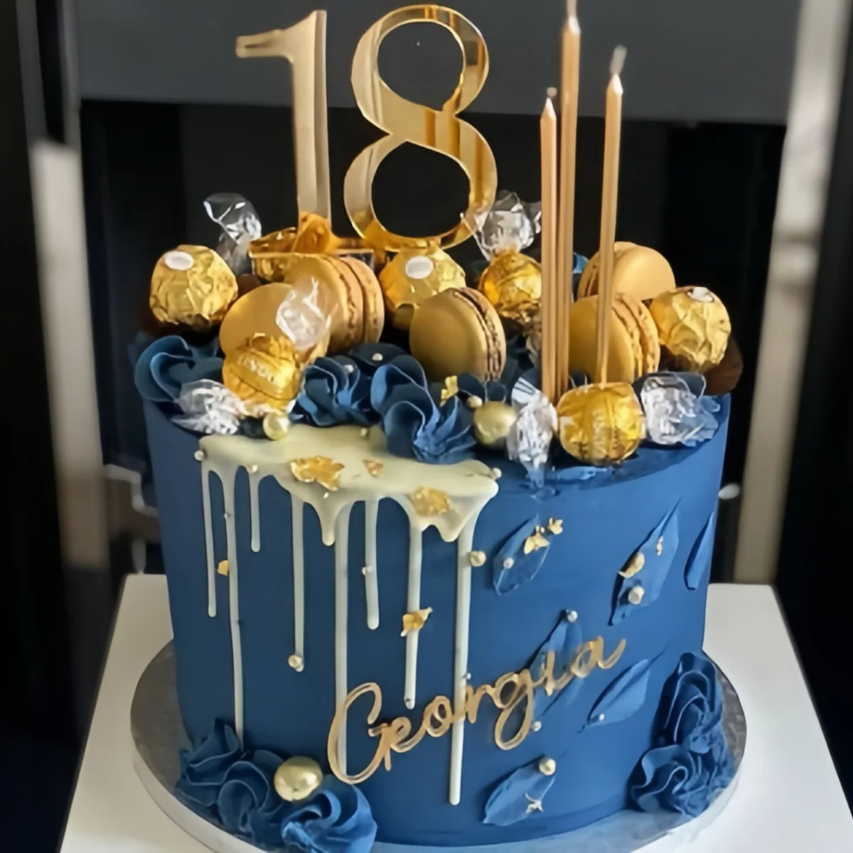 Acryl-Kuchenaufsatz zum 18. Geburtstag, elegantes Coming of Age, goldfarbener Glitzer, Party-Dekoration für Erwachsene, Feier, Kuchen, Partyzubehör – Detail 5