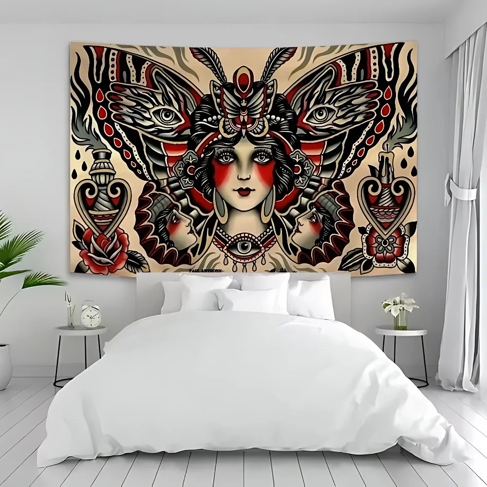 

Tattoo Pattern Hanging Bohemian Tapestry Indian Buddha Wall Decoration Witchcraft Bohemian Hippie Cheap Hippie boho decor