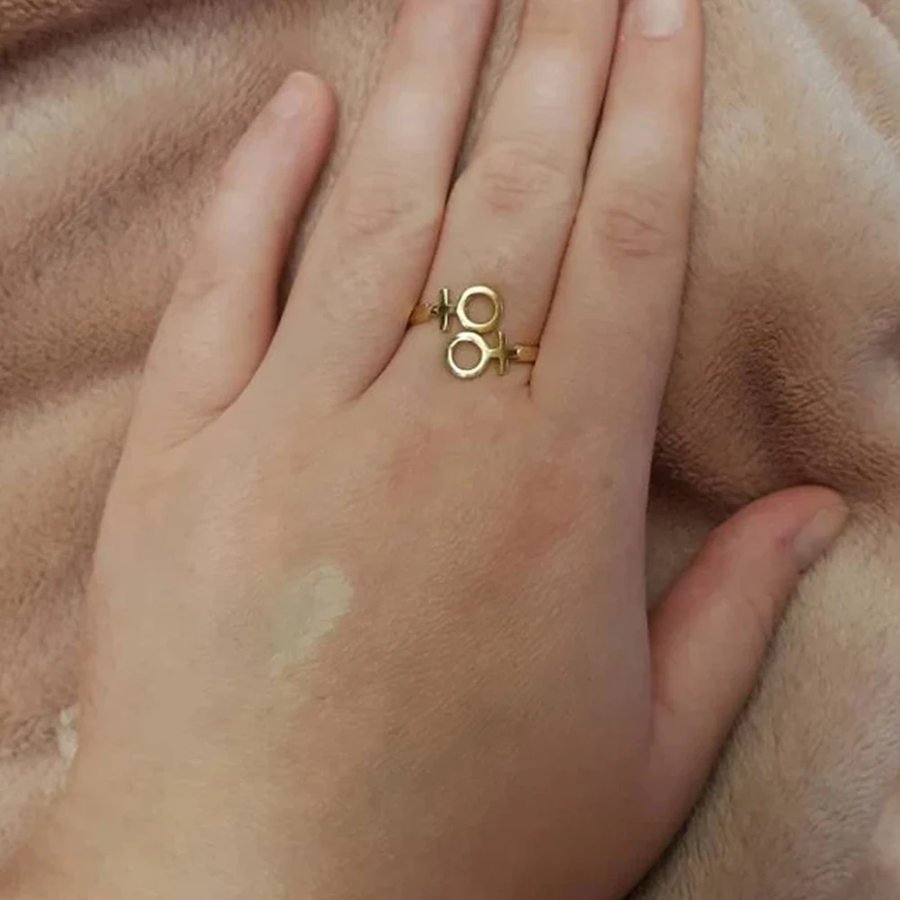 Stainless Steel Ring Lesbian Ring Venus Symbol Lesbian Feminist Jewelry Elegant Female Ring Female Lesbian Pride Jewelry