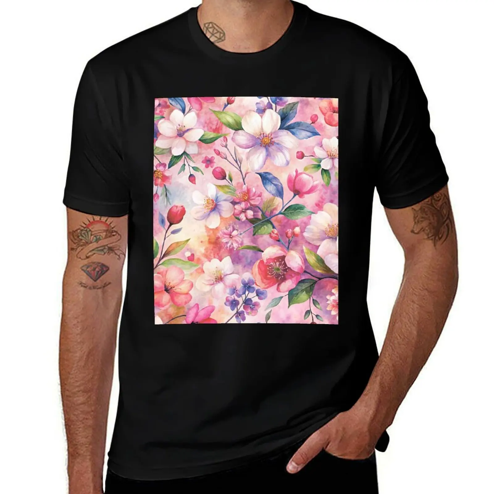 

Floral pattern. Field of flowers. Bouquet of flowers. T-Shirt quick drying man clothes graphics mens graphic t-shirts anime