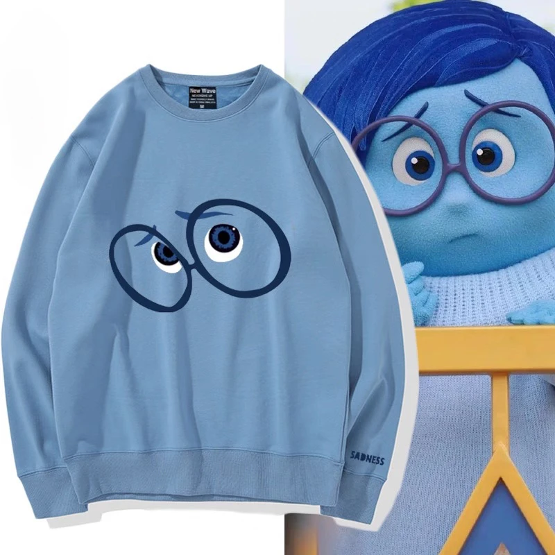 ديزني داخل خارج الكرتون طباعة التعبير حزمة زوجين جديد طاقم الرقبة سترة الرجال والنساء الربيع والخريف فضفاضة Hatless أعلى #1