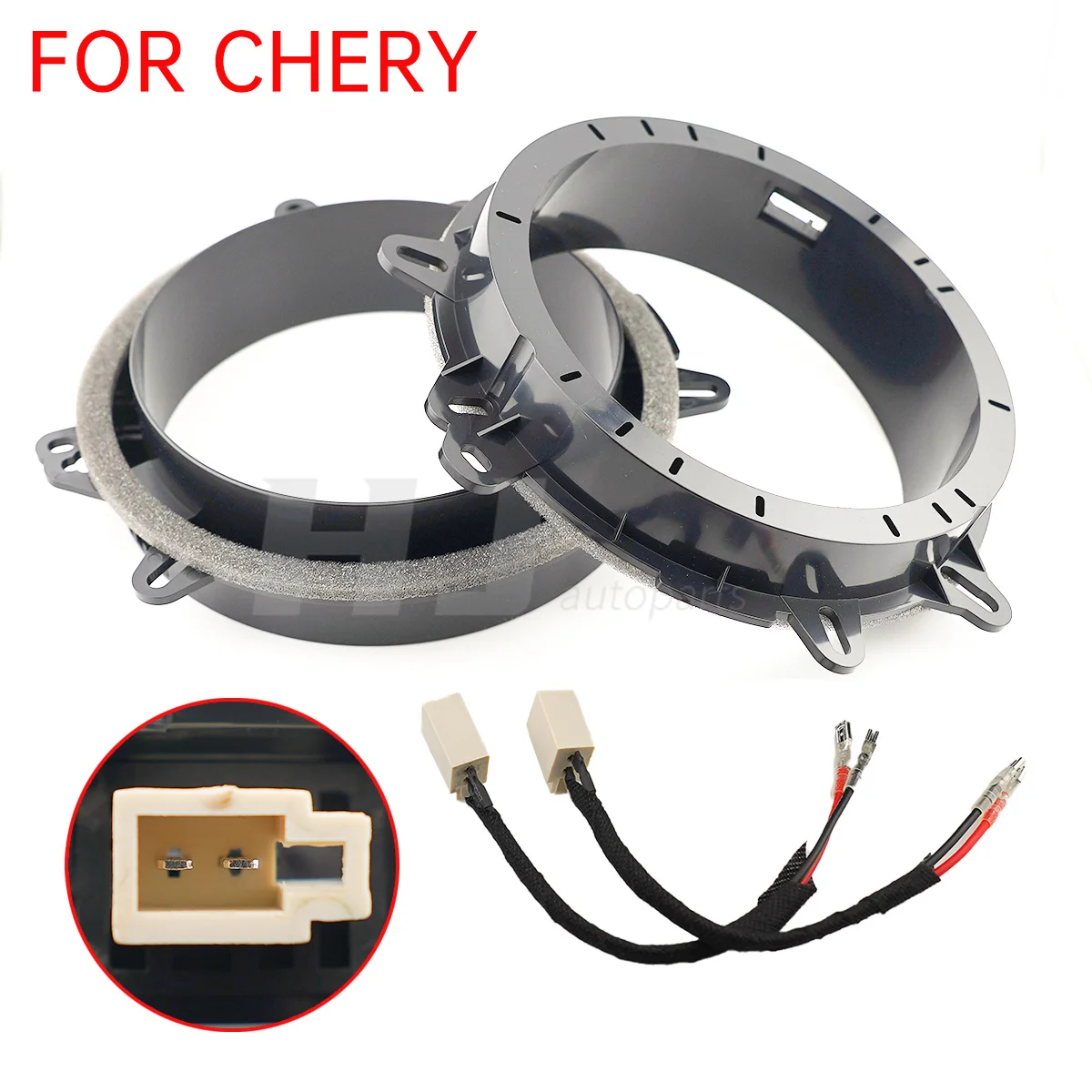 2pcs Car Audio 6.5 Inch Speaker Mount Modification Adapter Washer Stand Ping Pad for Car Special with Lossless Plug for Chery