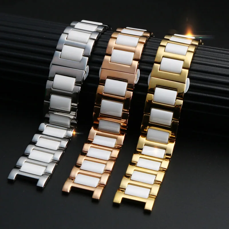 Ceramic Bracelet in stainless steel watchband 14*8mm 16*10mm 18*10mm 20*12mm watchband women man fashion wristwatches strap belt