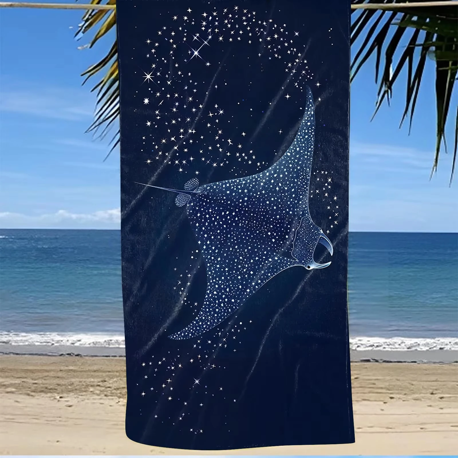

Пляжное полотенце с принтом звездного неба Манты, быстросохнущее полотенце без песка, аксессуары для летнего морского курорта для бассейна, можно стирать в машине, не выцветает