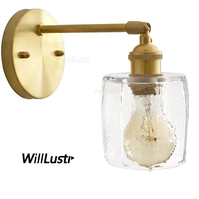 

handmade hammered glass wall lamp light brass wall sconce bedroom restaurant hotel home dinning room bedside copper lighting