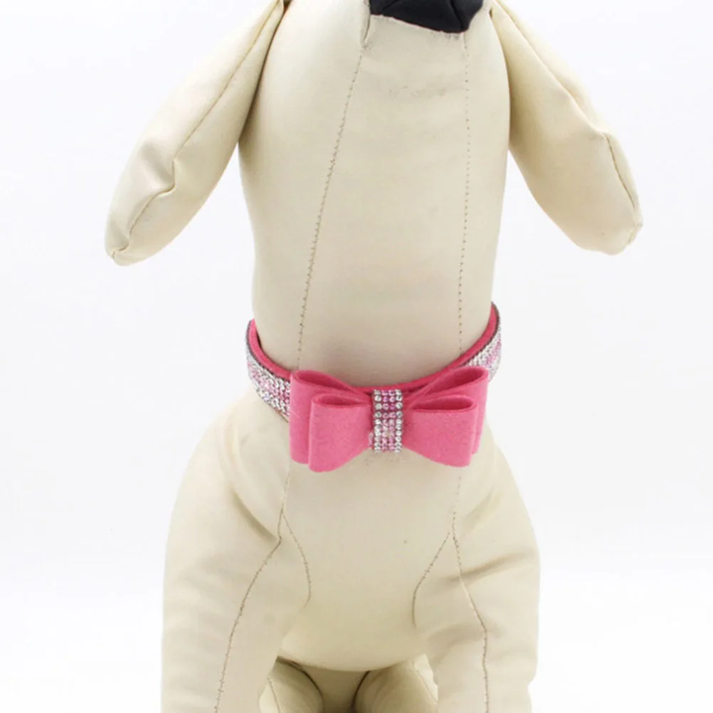 

1Set Rhinestone Dog Collar Adjustable Durable Microfiber Pet Training Collar Easy Clean Long Time Use Pet Dog Collars