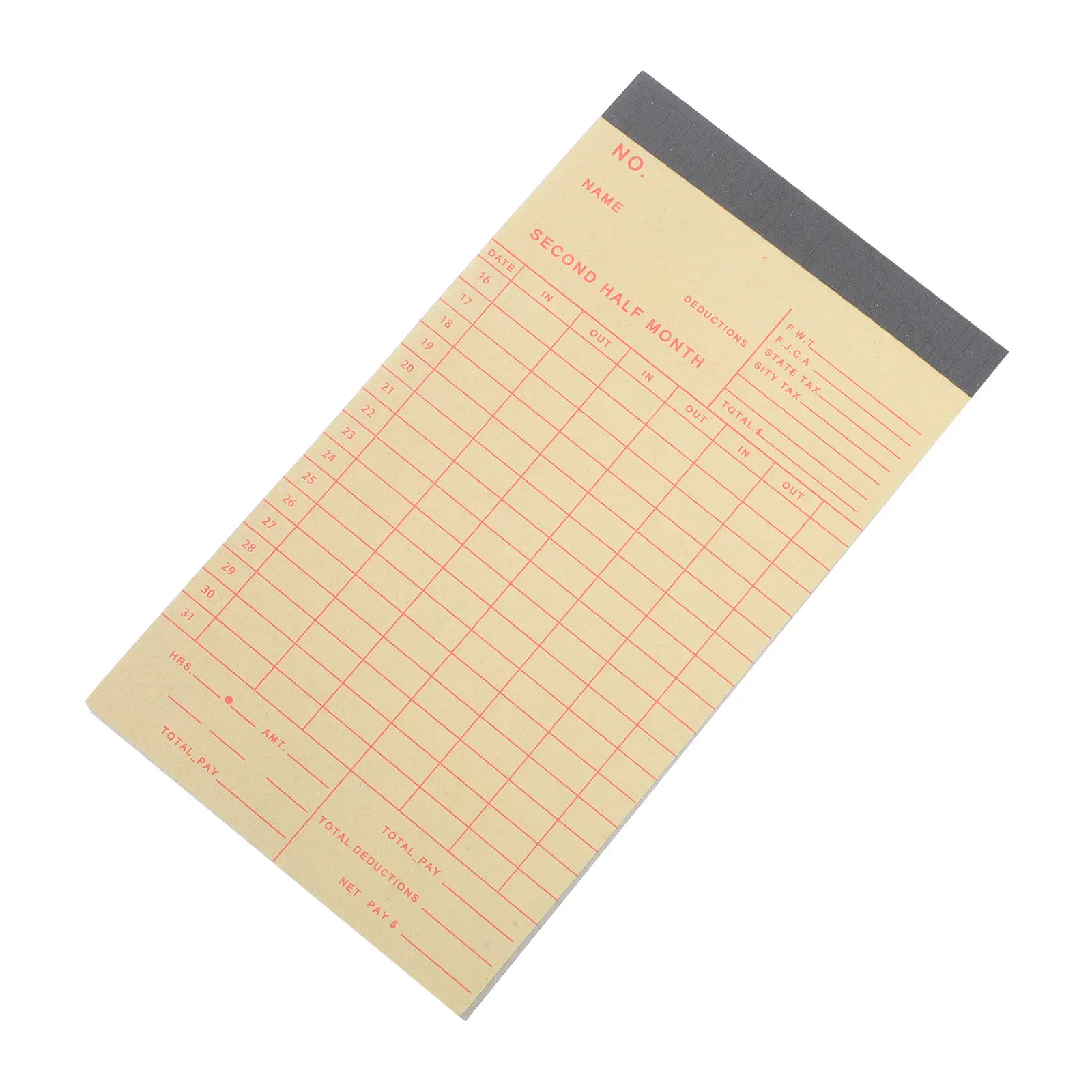 50 Fogli di Schede di Rilevazione Presenze Semimensili, Libro di Conteggio Presenze, Schede per Registro Orari, Schede di Pagamento per Dipendenti