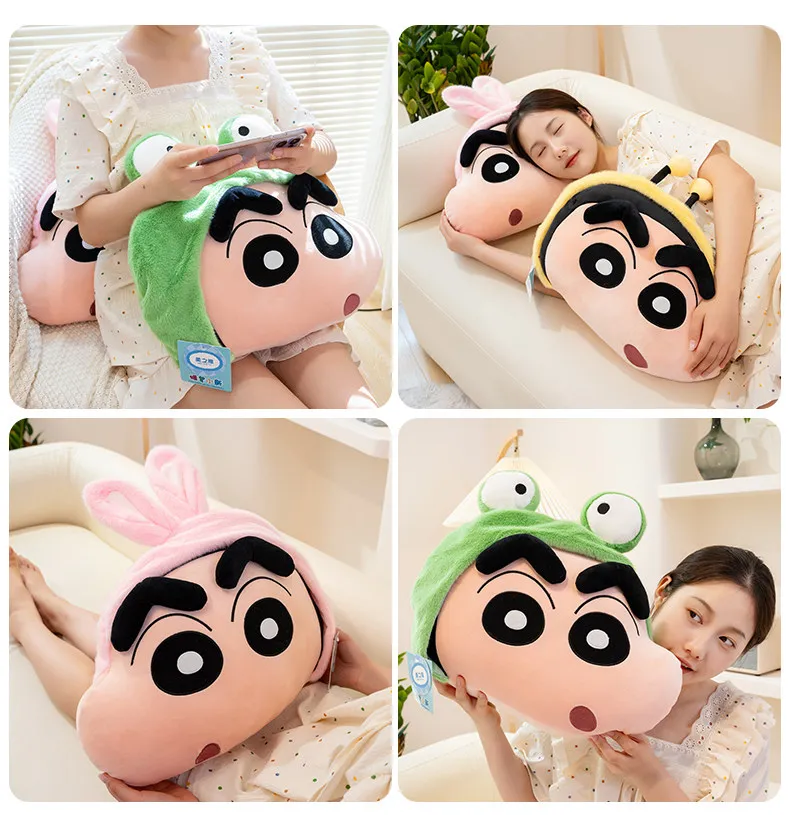 

Оригинальный с бирками Crayon Shin Chan, плюшевая подушка для спины, мультяшная подушка Shin Chan Turn into Action, Супермен, кролик, лягушка, пчела, подушка, подарки