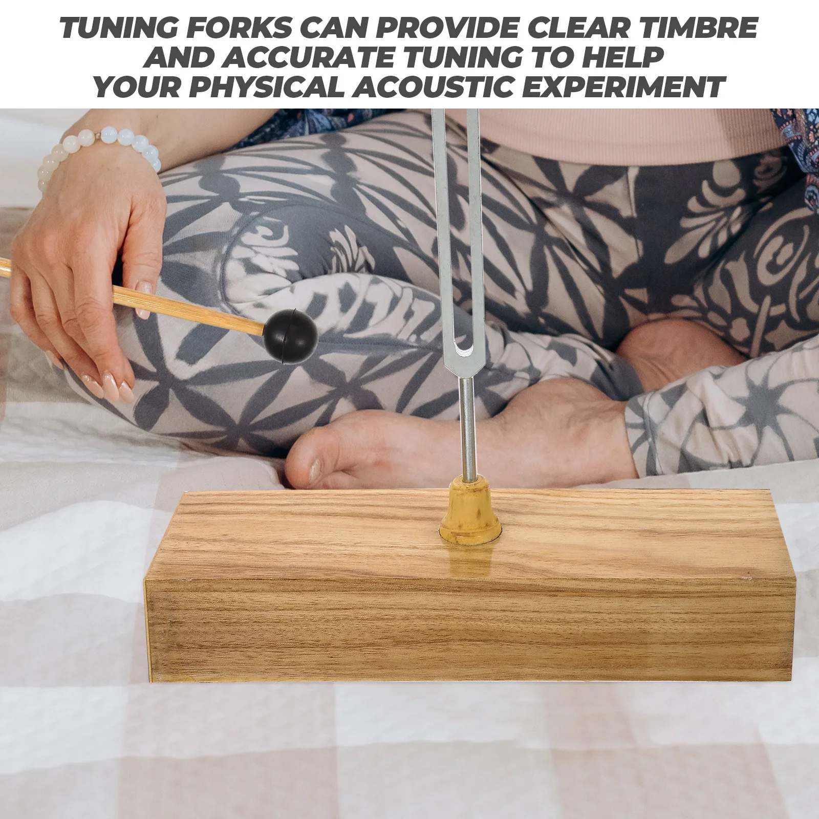 

1 set 1 Set Resonance Tuning Fork For Physical Experiment Acoustic Instrument With Wooden Base Educational Science Lab Tool