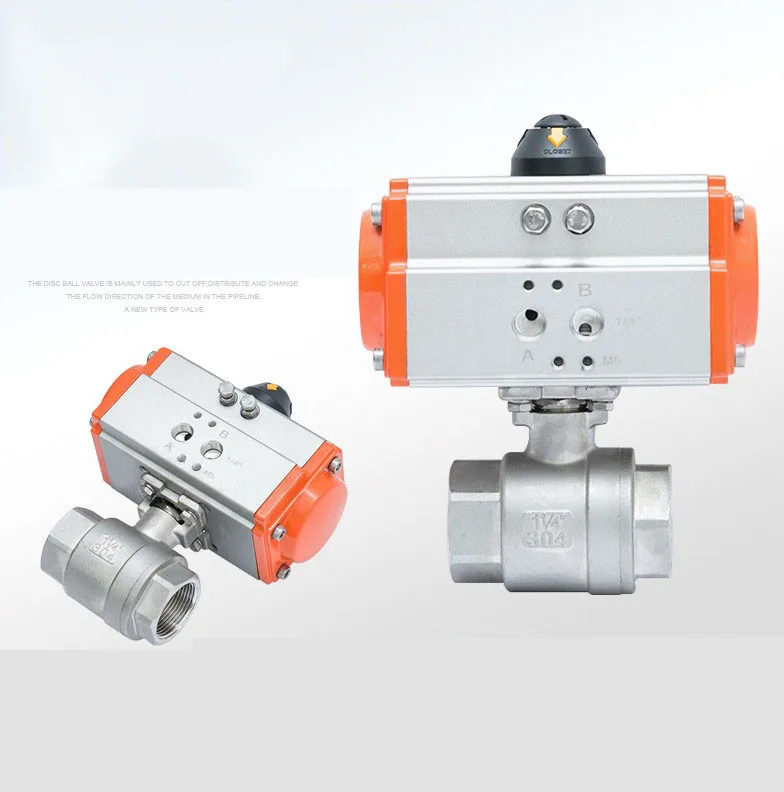 DN15 1/2 Inch 2-Way NPT BSP Female Thread 304316 Stainless Steel Double-Acting Pneumatic Actuator Ball Valve for Industrial Use