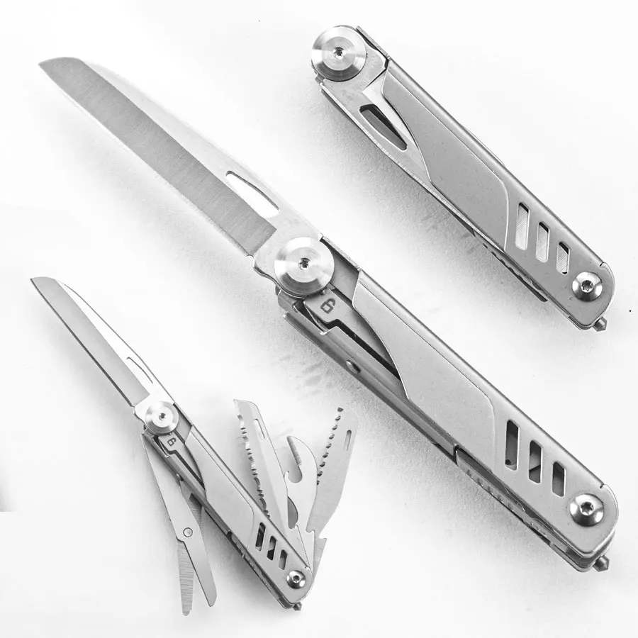 

8-in-1 Multitool Pocket Knife, Camping/Hiking Survival Kit w/Stainless Steel Saw, Scissors, Bottle Opener, Wire Stripper, Glass