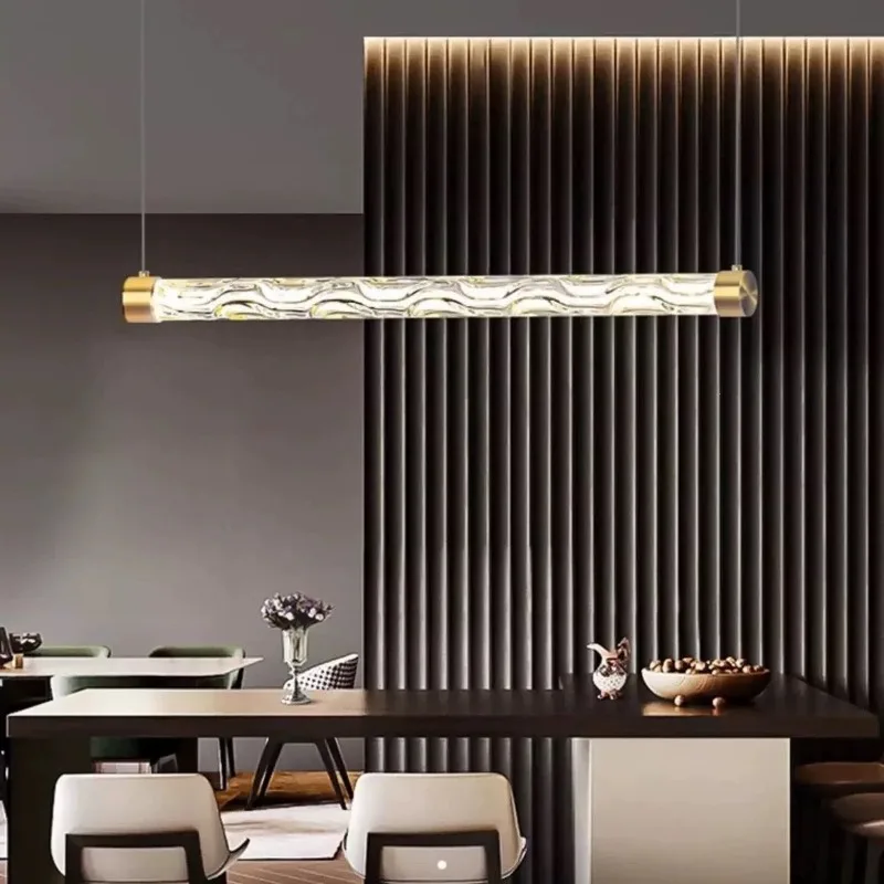 Italian Minimalism LED Pendant Lights Designer Glass Strip Chandelier Parlor Restaurant Bar Counter Home Decor Ceiling Fixtures