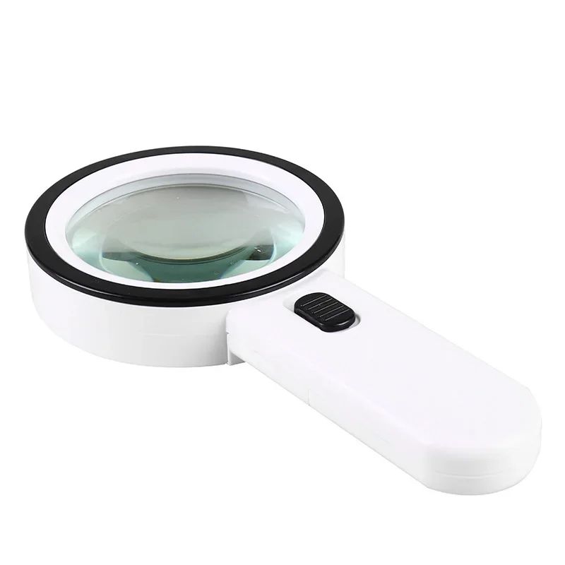 Handheld 30X Illuminated Magnifier Microscope Magnifying Glass Aid Reading for Seniors Loupe Jewelry Repair Tool with LED Light