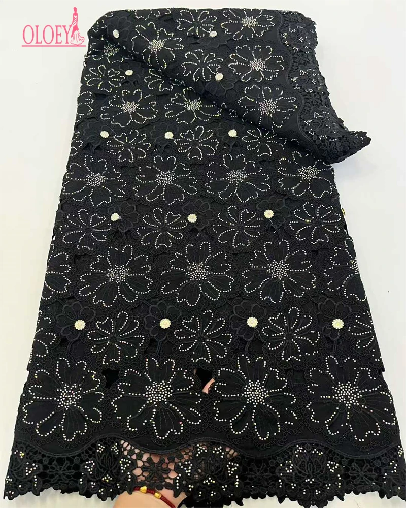 

Latest High Quality African Nigerian With Tulle Sewing Lace Fabric Guipure Dresses Sequins Embroidery