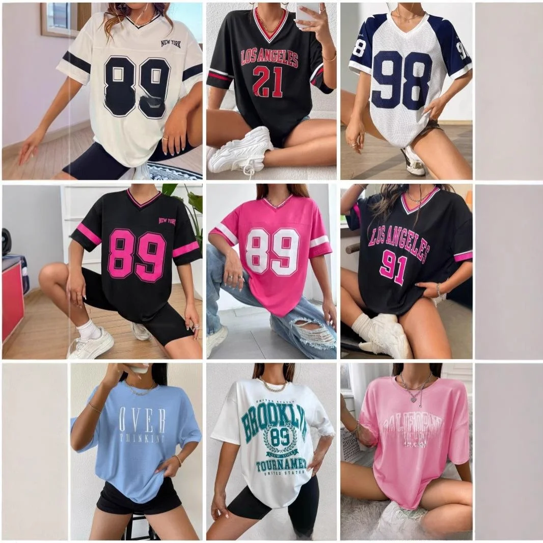 

Loose Women's Printed T-irt ort Sve Comfortable Casual Faion Women's Clothing Warmth Function Eighteen Sve No Collar