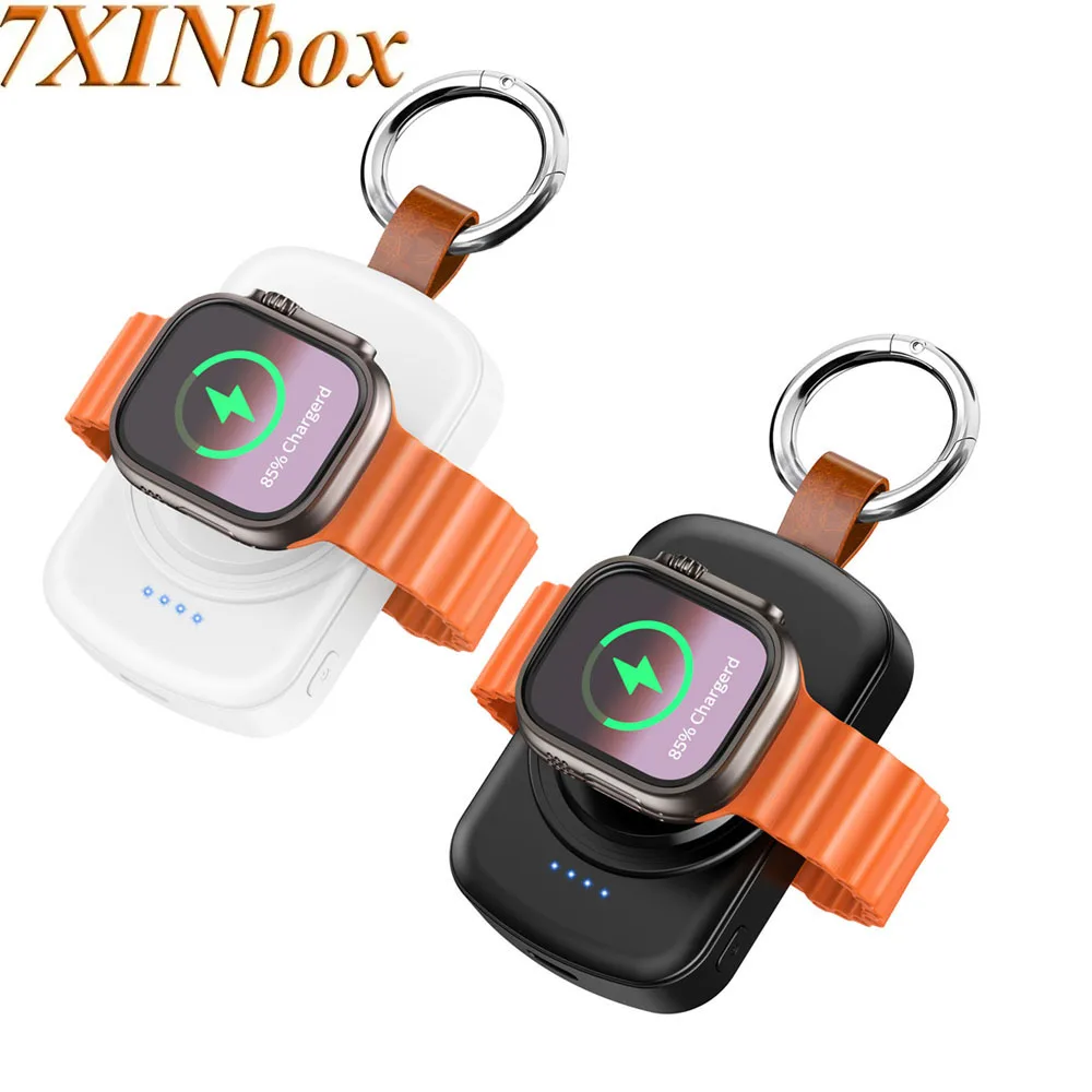 

7XINbox 1800 мАч беспроводное портативное зарядное устройство для Apple Watch 9/8/716/5/4/3/2/SE/UItra/Utra 2 брелок для беспроводной зарядки