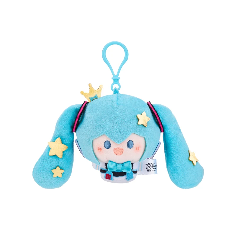 Authentischer Minidoll Miku Plüsch-Schlüsselanhänger, Anhänger, leuchtende Stern-Serie, Anime-Stofftier, rund, weich, pelzig, Schlüsselanhänger, Sammlerpuppen