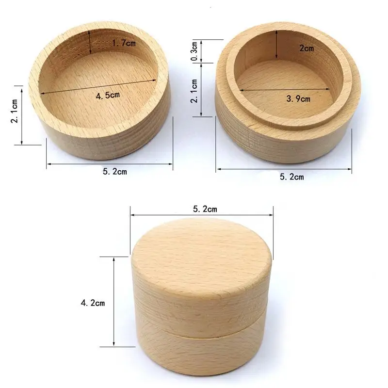 Runde Holzringbox, Holzverpackung für Hochzeit, Heiratsantrag, Verlobung, Geschenkbox, Schmuckaufbewahrung, Präsentationsbox – Detail 5