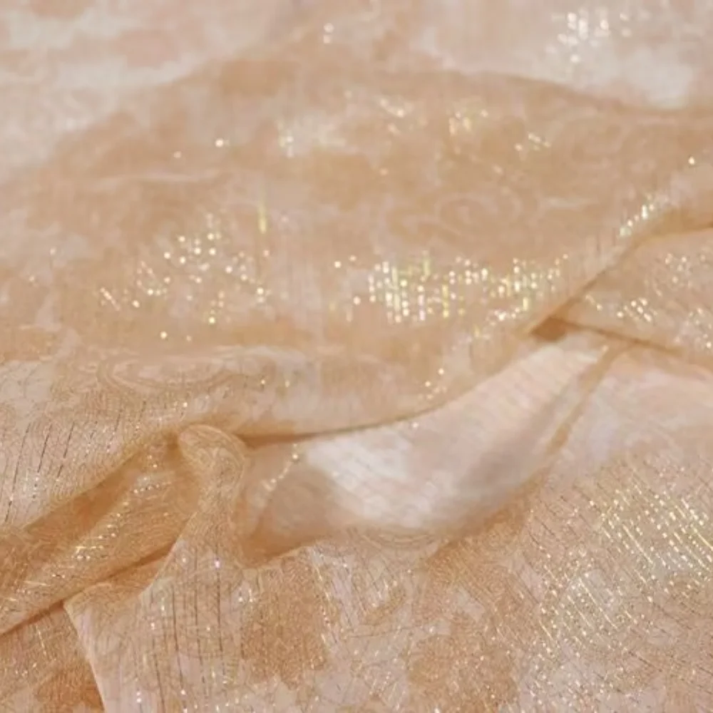 Beautiful Comfortable Fashion Breathable Charming Good Material Metallic Silk Crinkle Chiffon Fabric for Women Shirt Dress