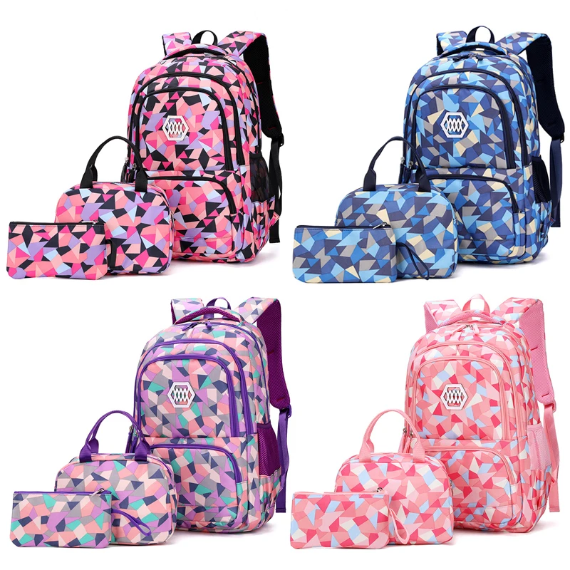 3Pcs Primary School Bags Children's Backpack Lunch Bag Pencil Cases Portable Waterproof Kids Boys Girls' School Backpack Set