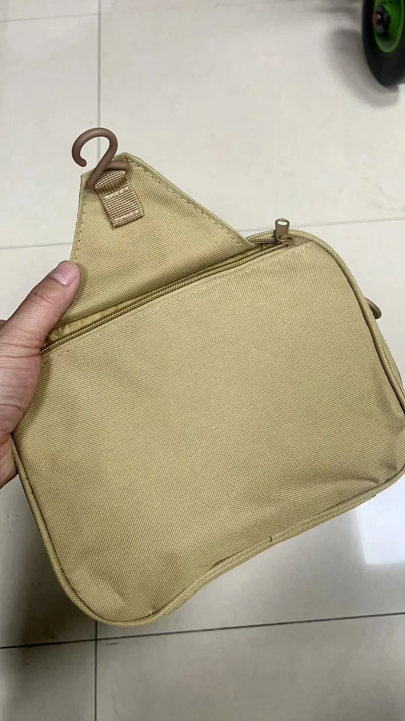 Tragbare Herren-Toilettentasche aus Oxford-Gewebe, Khaki, Reise-Organizer mit mehreren Taschen, hängende Waschtasche für Outdoor-Aktivitäten, Angeln und Kurzreisen – Detail 2