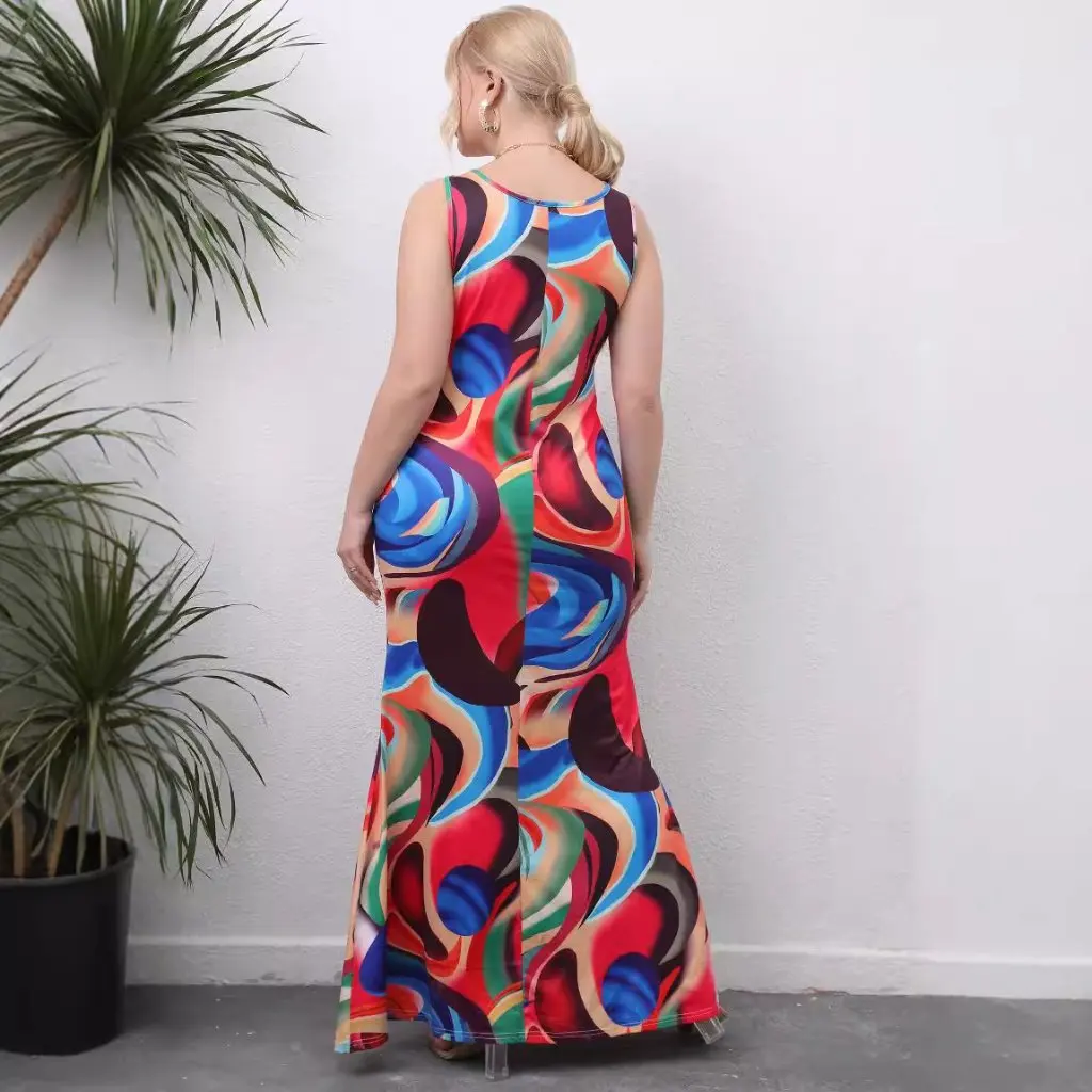 

Женское асимметричное длинное платье-жилет разного цвета с принтом больших размеров, повседневная юбка макси для женщин больших размеров