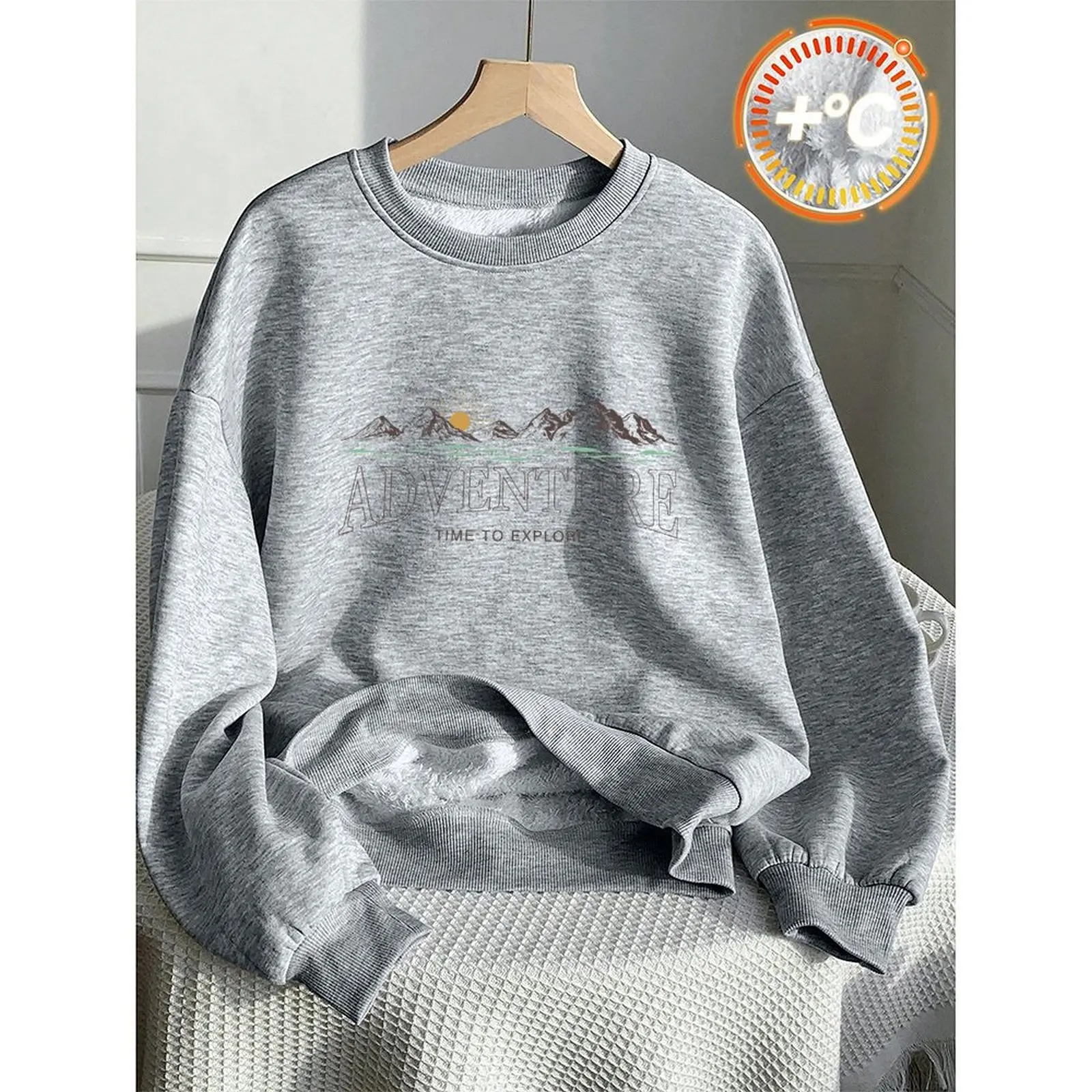 Moletons femininos o-pescoço padrão impresso solto casual esportes pullovers confortável veludo manga longa camisola inverno para mulher