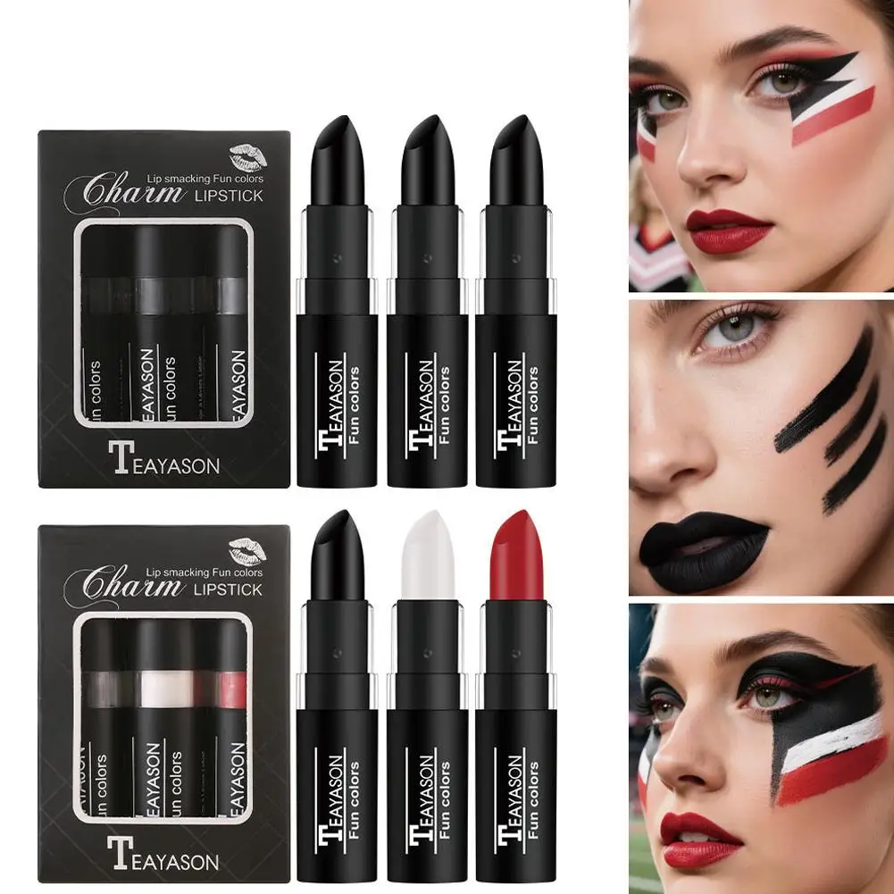 Matte Whitening Lippenstift Langlebig Nicht Trocknend Schwarz Weiß Rot Wasserdicht Und Schweiß-Proof Lippenstift Kit Für Mädchen frauen Mak C3R7