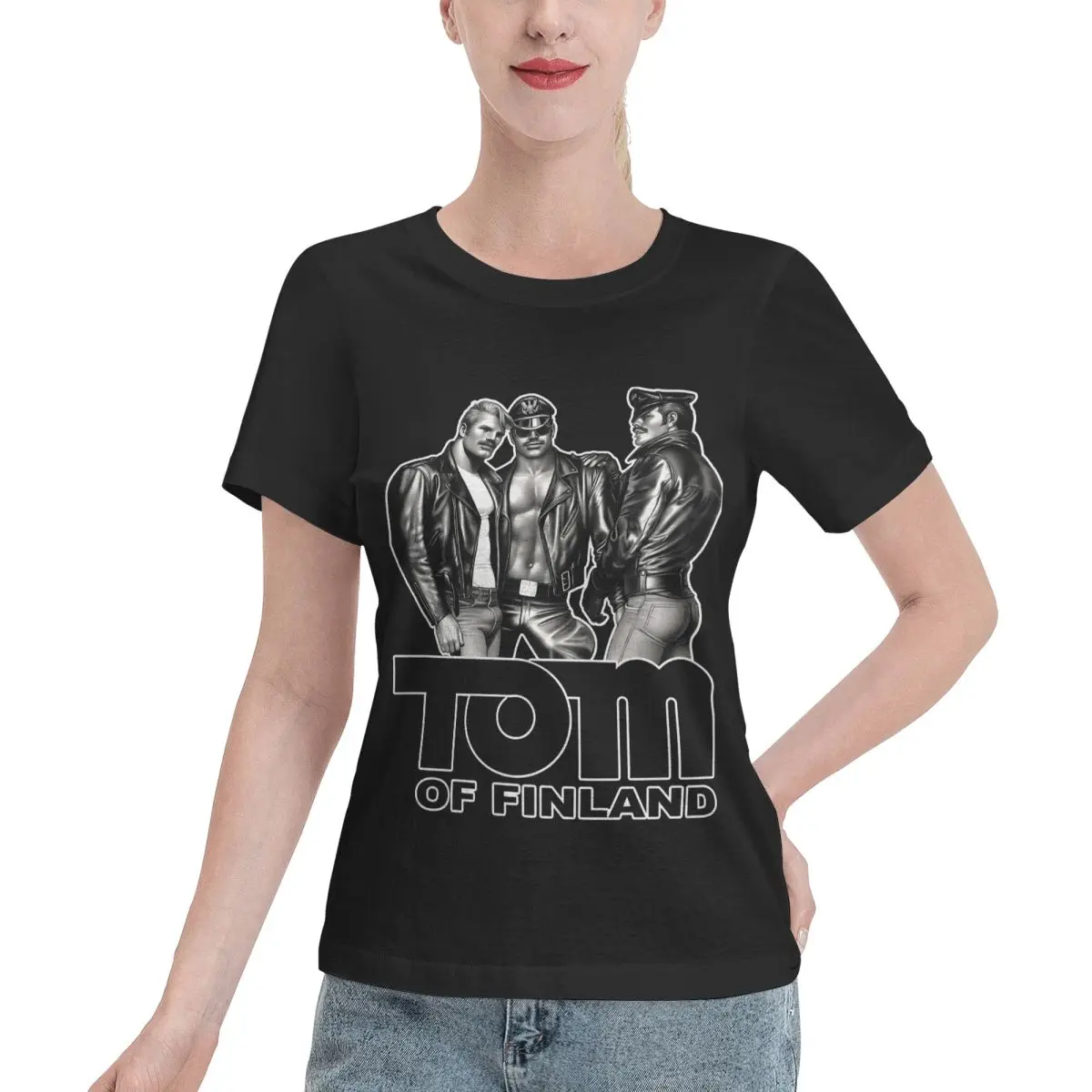 Ootd Favorite TOM OF FINLAND - KINK (BLACK) Women's T-shirt Inner Wear Comfy Daily Top