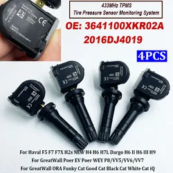 4PCS 3641100XKR02A 2016DJ4019 Tire Pressure Sensor 433MHz TPMS For Haval F5 F7 F7X H2s NEW H4 H6 NEW H7L Dargo,For WEY P8 VV5