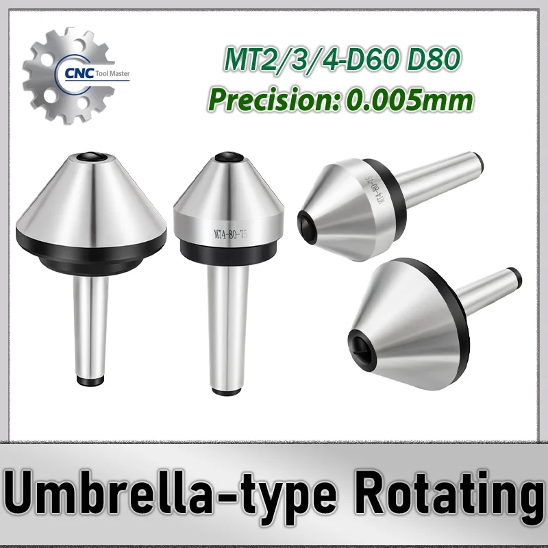 MT2 MT3 MT4 Morse Tapper Cone Mushroom Head Center Umbrella-type Rotating Center High Precision CNC Lathe Live Thimble