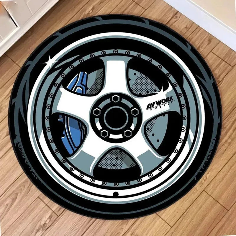 VIKAMA Car Hub Round Cushion Soft Non-Slip Living Room Bedroom Carpet Modified Car Enthusiasts Home Decoration view 2