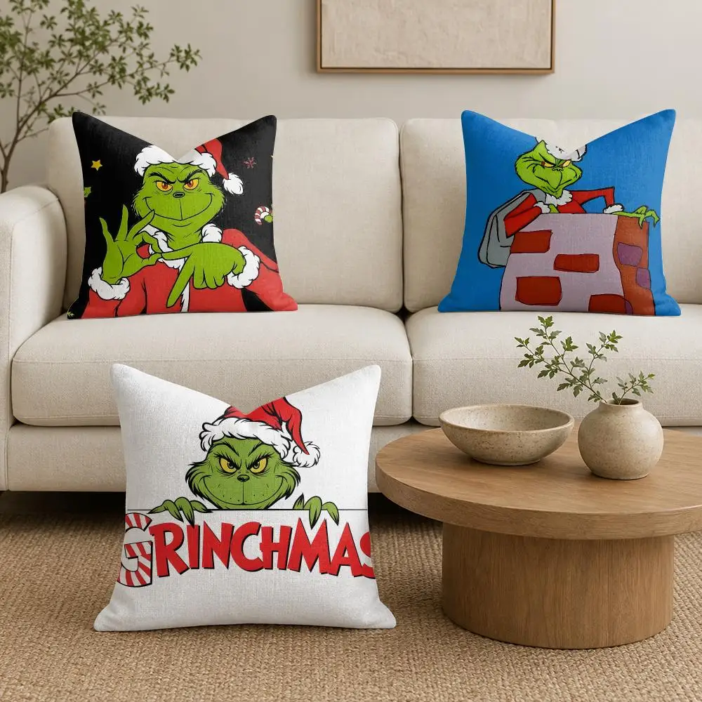 How The G-Grinch Stole Christmas Cushion Cover Plush Fabric Soft Double-Sided Printed Sofa Warm Winter Home Gift Pillow Cover