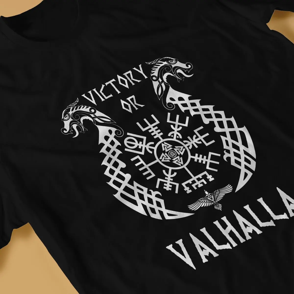 Funny Victory or Valhalla Viking T-Shirt for Men Crewneck Pure Cotton T Shirts Valknuts Short Sleeve Tee Shirt Original Clothing