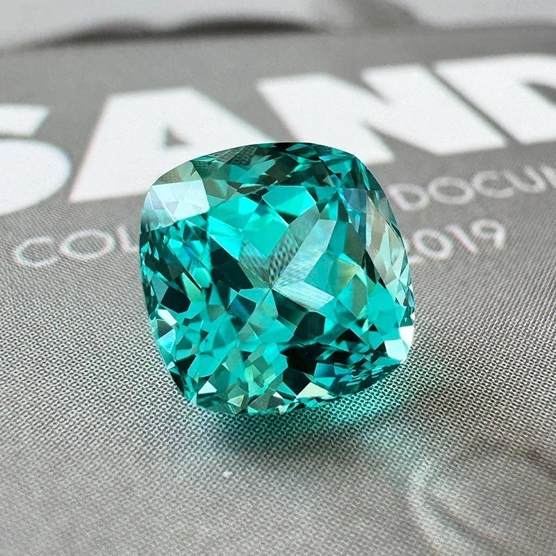 

Hot sales Lab Grown Paraiba Cushion Cut Gemstone for DIY Advanced Jewelry Making Inlay Ring Necklace Selectable AGL Certificate