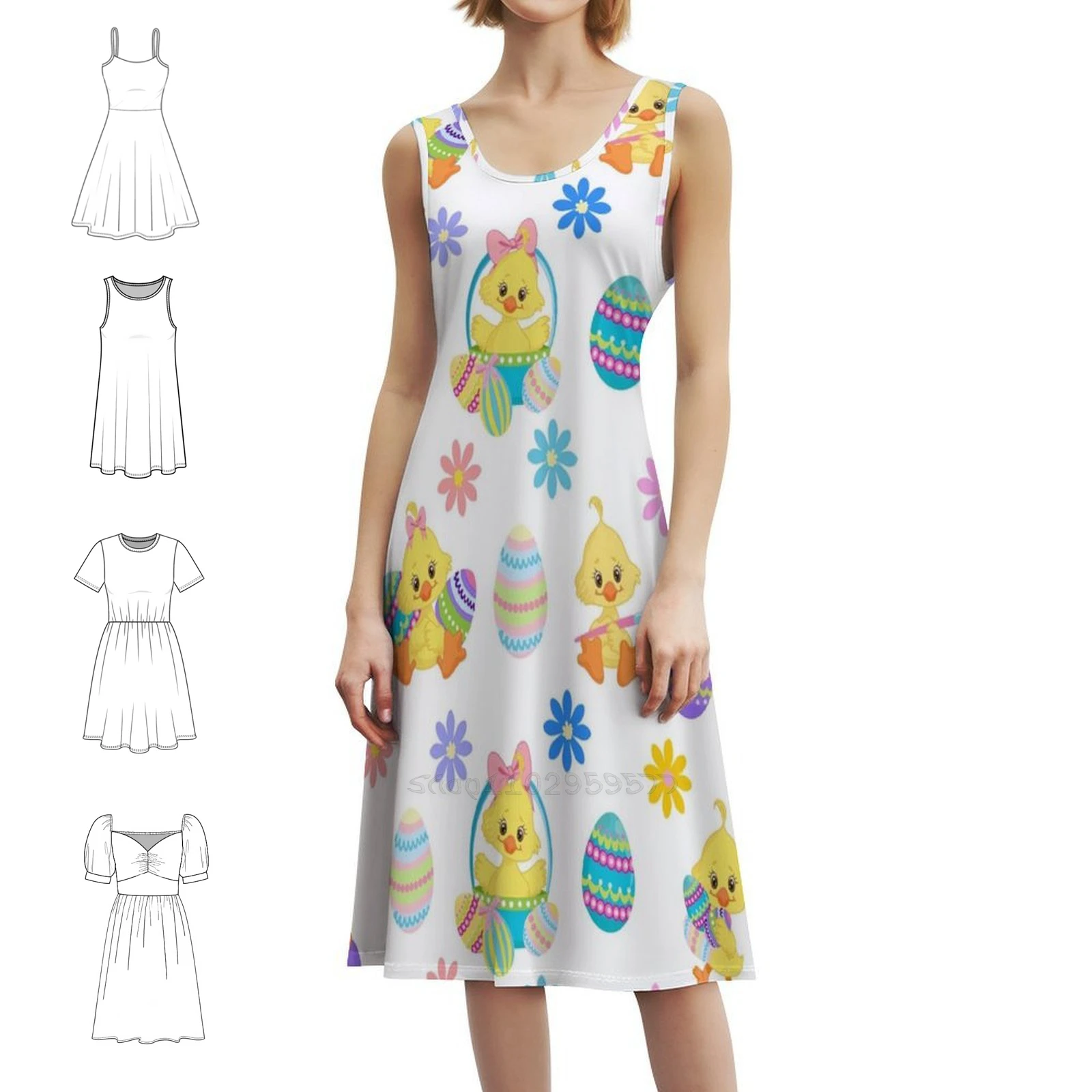 

Пасхальное яйцо с узором, пасхальный кролик, счастливая Пасха, женская уличная одежда, праздничное платье, модная клубная одежда с принтом для женщин