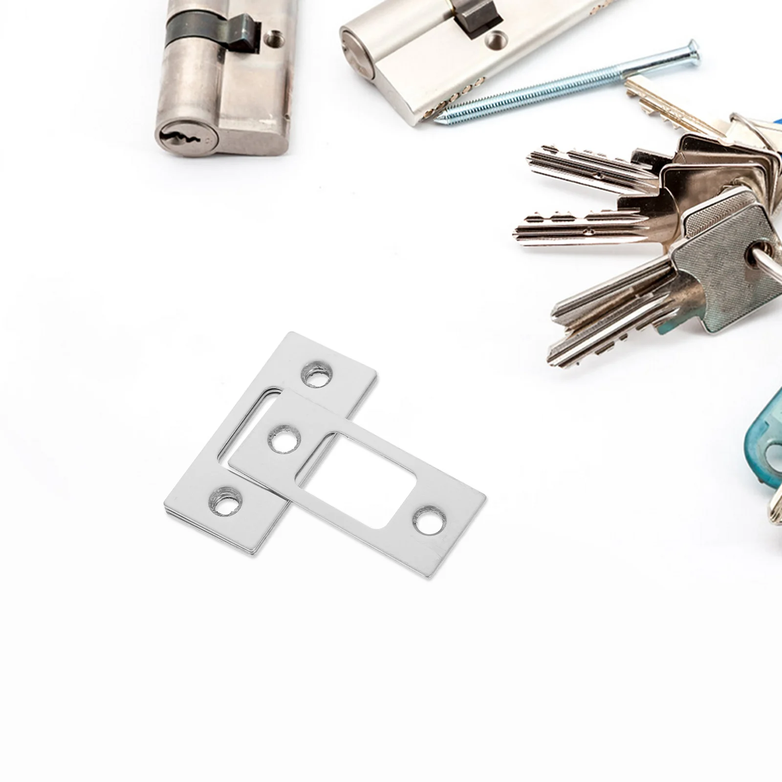 

4Pcs Lock Strike Plates Stainless Steel Reinforced Security Deadbolt Latch Guard Plate Door Replacement Exterior Interior Door