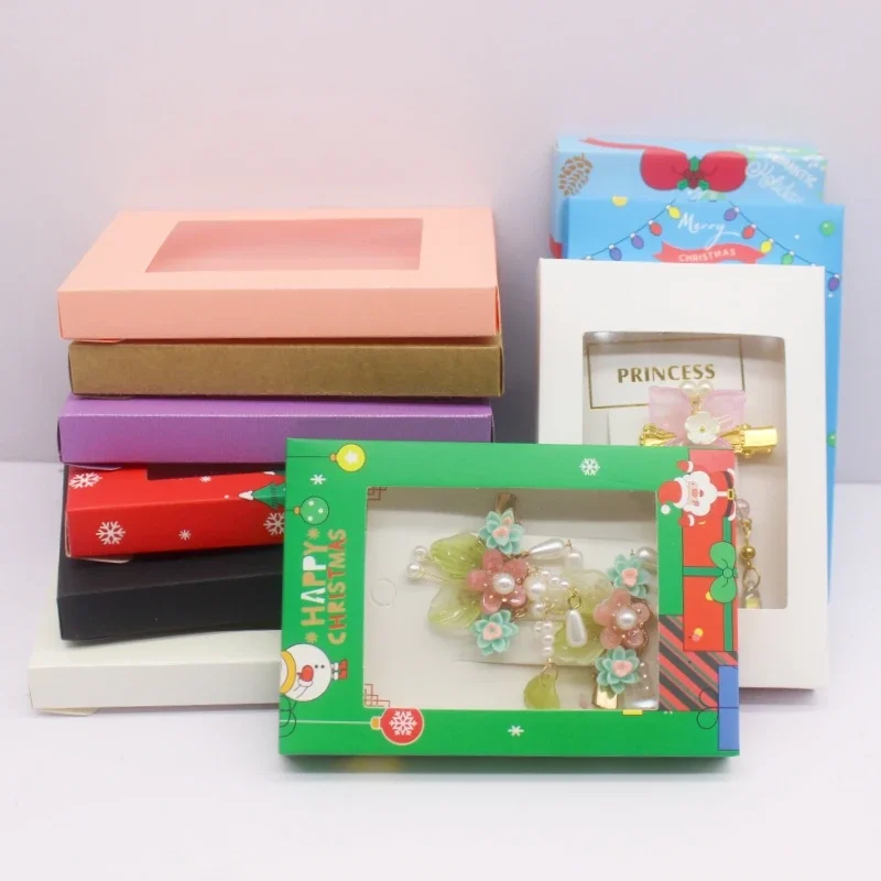 10 Uds. Cajas de regalo de ventana multicolores de 12,5x8,5x1,5 cm para decoraciones navideñas, fiestas y vacaciones