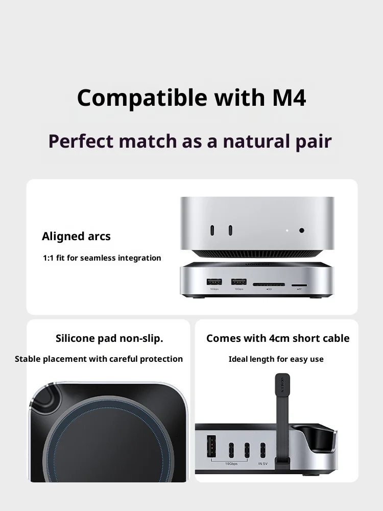 UGREEN For Mac Mini M4/M4 Pro USB HUB Docking Station M.2 NVMe SSD 10Gbps 8TB Max 170MB/s USB Splitter Dock USB-A&C Ports SD&TF