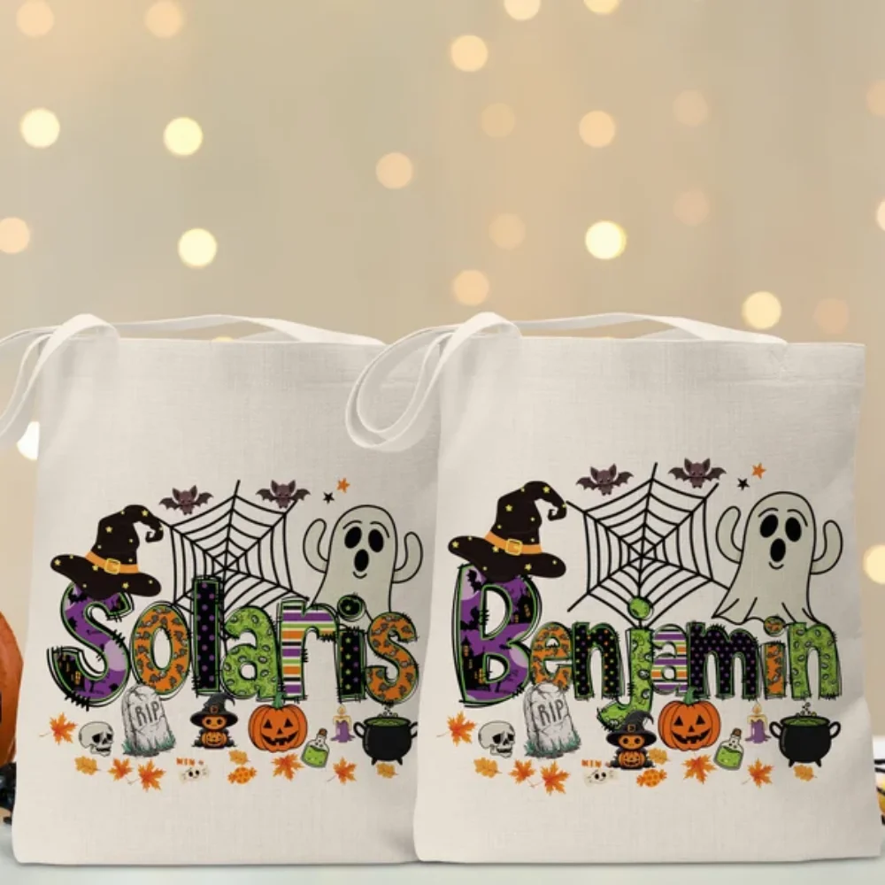 حقيبة حمل الهالوين المخصصة، حقيبة اسم الهالوين المخصصة، حقائب حلوى الهالوين للأطفال، حقيبة الهالوين للأطفال، حقيبة خدعة أو علاج #5