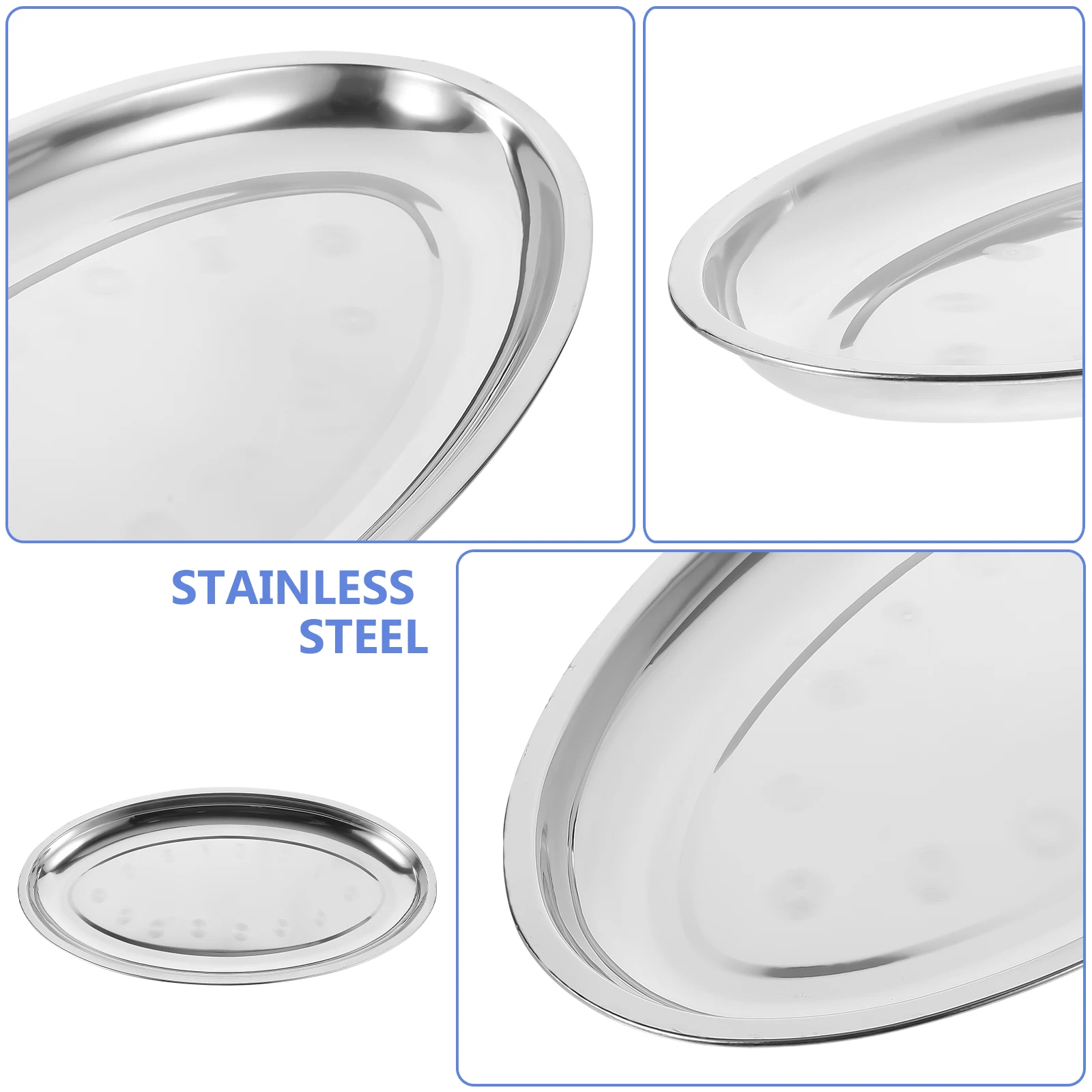 

Stainless Steel Oval Fish Steaming Plate Snack Dessert Tray Bbq Home Party Large Capacity Grilling Seafood Serving Pan Practical