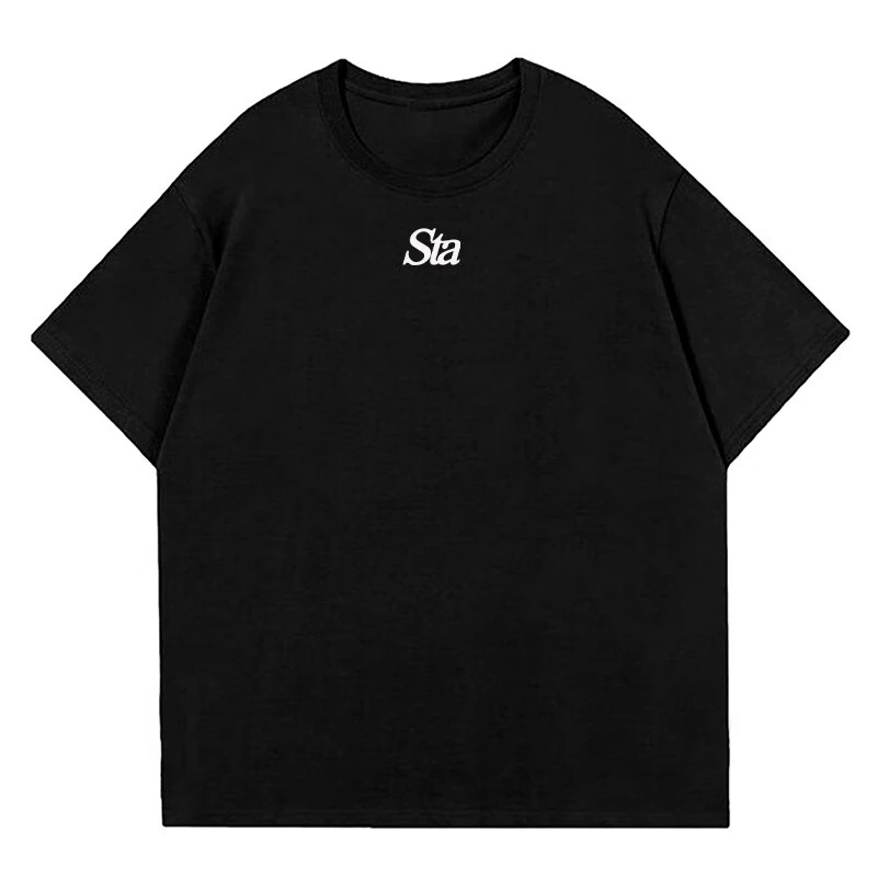 

2025 New Trendy Fashion Round-Neck Pure Cotton Short-Sleeve Loose Casual Couples T-Shirt, American Street Style T-Shirt