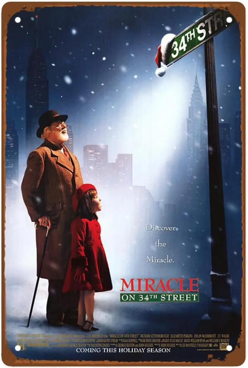 Miracle On 34th Street film homme grotte décor mural affiches artistiques de dortoir chambre esthétique salle métal étain signe rétro G
